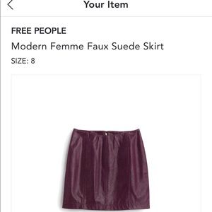 Feaux leather plum Free People skirt, brand new, never worn